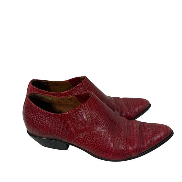 Vintage 90s Country Western Red Leather Short Cowboy Booties 6.5 - Picture 3 of 7